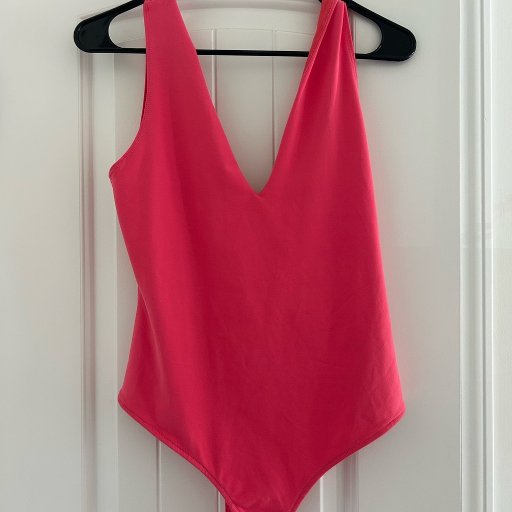 Free People Pink Asymmetrical Backless Bodysuit